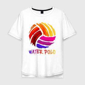 Мужская футболка хлопок Oversize с принтом Мяч для водного поло в Белгороде, 100% хлопок | свободный крой, круглый ворот, “спинка” длиннее передней части | polo | water polo | вода | водное поло | водный спорт | плавание | пловец | поло | спорт