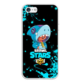 Чехол для iPhone 5/5S матовый с принтом BRAWL STARS LEON SHARK в Белгороде, Силикон | Область печати: задняя сторона чехла, без боковых панелей | bib | brawl stars | colt | crow | el brown | leon | leon shark | max | moba | sally leon | shark | акула | берли | биби | бравл старс | браун | ворон | жанр | игра | кольт | леон | леон акула | макс | нита | шелли