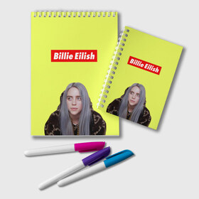 Блокнот с принтом BILLIE EILISH в Белгороде, 100% бумага | 48 листов, плотность листов — 60 г/м2, плотность картонной обложки — 250 г/м2. Листы скреплены удобной пружинной спиралью. Цвет линий — светло-серый
 | Тематика изображения на принте: be | billie | billie eilish | blohsh | ghoul | билли | билли айлиш