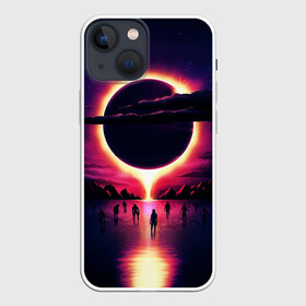 Чехол для iPhone 13 mini с принтом Retrowave   bleeding sun в Белгороде,  |  | cosmos | dark all day | gunship | retro wave | retrowave | stars