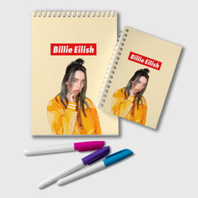 Блокнот с принтом BILLIE EILISH в Белгороде, 100% бумага | 48 листов, плотность листов — 60 г/м2, плотность картонной обложки — 250 г/м2. Листы скреплены удобной пружинной спиралью. Цвет линий — светло-серый
 | Тематика изображения на принте: be | billie | billie eilish | blohsh | ghoul | билли | билли айлиш