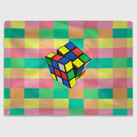 Плед 3D с принтом Кубик Рубика в Белгороде, 100% полиэстер | закругленные углы, все края обработаны. Ткань не мнется и не растягивается | игра | интеллект | куб | кубик | рубик | ум