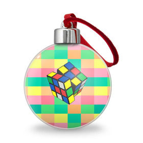 Ёлочный шар с принтом Кубик Рубика в Белгороде, Пластик | Диаметр: 77 мм | Тематика изображения на принте: игра | интеллект | куб | кубик | рубик | ум