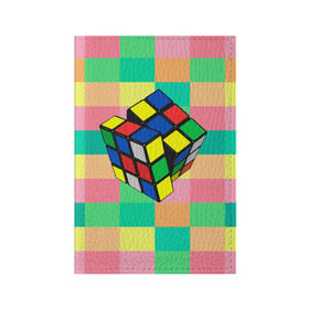 Обложка для паспорта матовая кожа с принтом Кубик Рубика в Белгороде, натуральная матовая кожа | размер 19,3 х 13,7 см; прозрачные пластиковые крепления | Тематика изображения на принте: игра | интеллект | куб | кубик | рубик | ум