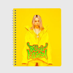 Тетрадь с принтом BILLIE EILISH в Белгороде, 100% бумага | 48 листов, плотность листов — 60 г/м2, плотность картонной обложки — 250 г/м2. Листы скреплены сбоку удобной пружинной спиралью. Уголки страниц и обложки скругленные. Цвет линий — светло-серый
 | be | billie | billie eilish | blohsh | ghoul | билли | билли айлиш