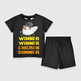 Детский костюм с шортами 3D с принтом Winner Chicken Dinner в Белгороде,  |  | asia | battle | chicken | dinner | duo | epic | guide | lucky | map | miramar | mobile | mortal | pro | royale | solo | winner | битва | лут | пабг | пубг | стрим | топ