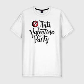 Мужская футболка хлопок Slim с принтом Anti Valentine Party в Белгороде, 92% хлопок, 8% лайкра | приталенный силуэт, круглый вырез ворота, длина до линии бедра, короткий рукав | Тематика изображения на принте: 14 февраля | антивалентин | день святого  валентина | любовь | подарок