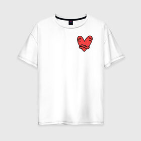 Женская футболка хлопок Oversize с принтом сердечко в Белгороде, 100% хлопок | свободный крой, круглый ворот, спущенный рукав, длина до линии бедер
 | 14 февраля | антивалентин | день святого  валентина | любовь | подарок