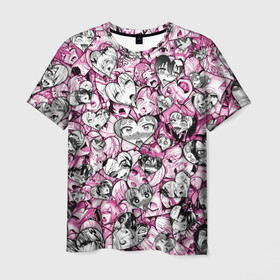 Мужская футболка 3D с принтом Ahegao валентинки в Белгороде, 100% полиэфир | прямой крой, круглый вырез горловины, длина до линии бедер | 14 февраля | ahegao | anime | manga | аниме | ахегао | день святого валентина | любовь | манга | паттерн | розовый | сердечки | сердце