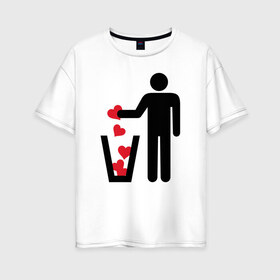 Женская футболка хлопок Oversize с принтом много сердец в Белгороде, 100% хлопок | свободный крой, круглый ворот, спущенный рукав, длина до линии бедер
 | 14 февраля | антивалентин | день святого  валентина | любовь | подарок