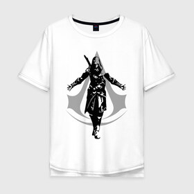 Мужская футболка хлопок Oversize с принтом ASSASSIN`S CREED в Белгороде, 100% хлопок | свободный крой, круглый ворот, “спинка” длиннее передней части | slayer | асасин | ассасин крид | ассассин | тамплиеры