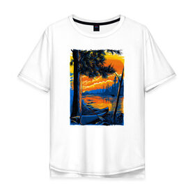Мужская футболка хлопок Oversize с принтом Байдарка на берегу реки в Белгороде, 100% хлопок | свободный крой, круглый ворот, “спинка” длиннее передней части | boat | canoe | kayak | байдарка | водник | каноэ | каяк | лодка | сплав