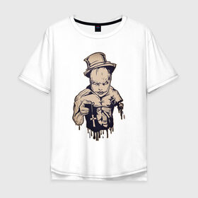 Мужская футболка хлопок Oversize с принтом Ghost в Белгороде, 100% хлопок | свободный крой, круглый ворот, “спинка” длиннее передней части | 
