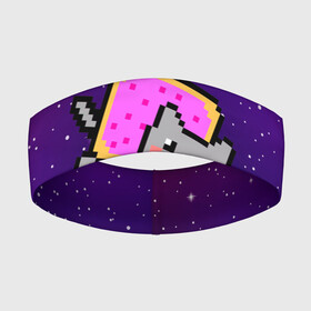 Повязка на голову 3D с принтом Nyan Cat в Белгороде,  |  | cat | meme | nyan cat | space | youtube | животное | звезды | интернет | космос | кошка | мем | прикол | радуга | юмор | ютуб