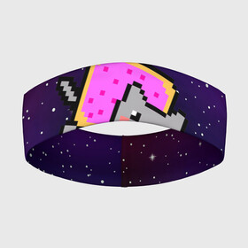 Повязка на голову 3D с принтом Nyan Cat в Белгороде,  |  | cat | meme | nyan cat | space | youtube | животное | звезды | интернет | космос | кошка | мем | прикол | радуга | юмор | ютуб