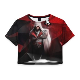 Женская футболка Crop-top 3D с принтом Assasins creed в Белгороде, 100% полиэстер | круглая горловина, длина футболки до линии талии, рукава с отворотами | creed | асасин | асасин крид | ассасин | ассассин | войско | крид | меч | приключения | самурай