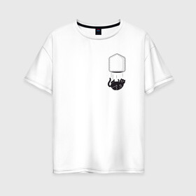 Женская футболка хлопок Oversize с принтом Кот в Белгороде, 100% хлопок | свободный крой, круглый ворот, спущенный рукав, длина до линии бедер
 | забавная | карман | кот