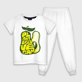 Детская пижама хлопок с принтом Веган Авокадо в Белгороде, 100% хлопок |  брюки и футболка прямого кроя, без карманов, на брюках мягкая резинка на поясе и по низу штанин
 | Тематика изображения на принте: avocado | based | food | plant | vegan | vegetable | авокадо | веган | для девочек | для фитнеса | женская | зож | купить | мужская | пища | принт | растительная | с авокадо | с надписью | с принтом | тренер | фитнес