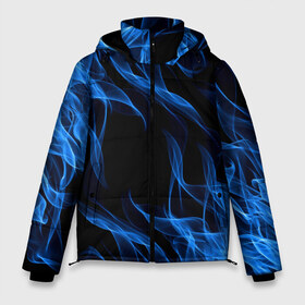 Мужская зимняя куртка 3D с принтом BLUE FIRE FLAME в Белгороде, верх — 100% полиэстер; подкладка — 100% полиэстер; утеплитель — 100% полиэстер | длина ниже бедра, свободный силуэт Оверсайз. Есть воротник-стойка, отстегивающийся капюшон и ветрозащитная планка. 

Боковые карманы с листочкой на кнопках и внутренний карман на молнии. | Тематика изображения на принте: bright | fire | flame | heat | light | wildfire | искры | огненный | огонь | пламя | пожар