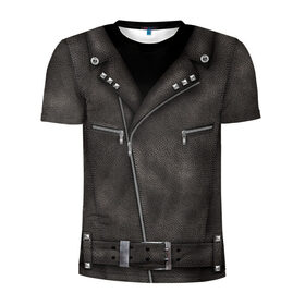 Мужская футболка 3D спортивная с принтом Косуха Байкерская в Белгороде, 100% полиэстер с улучшенными характеристиками | приталенный силуэт, круглая горловина, широкие плечи, сужается к линии бедра | biker jacket | jacket | leather jacket | байкерская | байкерская куртка | кожанка | косуха | косуха байкерская | куртка