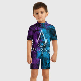 Детский купальный костюм 3D с принтом Assassins Creed в Белгороде, Полиэстер 85%, Спандекс 15% | застежка на молнии на спине | mmorpg | rogue | асасин | асассин | ассасин крид | ассассин