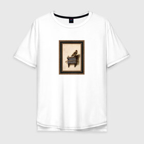 Мужская футболка хлопок Oversize с принтом The Goldfinch в Белгороде, 100% хлопок | свободный крой, круглый ворот, “спинка” длиннее передней части | the goldfinch | акварель | арт | голландский | животные | искусство | карел | картина | минимализм | рисунок | стиль | фабрициус | художник | щегол