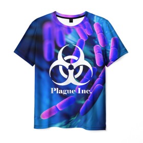 Мужская футболка 3D с принтом PLAGUE INC. в Белгороде, 100% полиэфир | прямой крой, круглый вырез горловины, длина до линии бедер | molecule | plague inc | абстракция | бактерии | вирус | клетки | медицина | микробы | молекулы | наука | нейрон | нейроны | планета | текстура | текстуры | формула