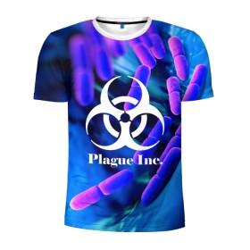 Мужская футболка 3D спортивная с принтом PLAGUE INC. в Белгороде, 100% полиэстер с улучшенными характеристиками | приталенный силуэт, круглая горловина, широкие плечи, сужается к линии бедра | molecule | plague inc | абстракция | бактерии | вирус | клетки | медицина | микробы | молекулы | наука | нейрон | нейроны | планета | текстура | текстуры | формула