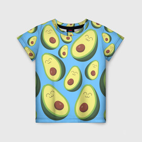 Детская футболка 3D с принтом Авокадо паттерн в Белгороде, 100% гипоаллергенный полиэфир | прямой крой, круглый вырез горловины, длина до линии бедер, чуть спущенное плечо, ткань немного тянется | avocado | vegan | vegetarian | авокадо | веган | вегетарианство