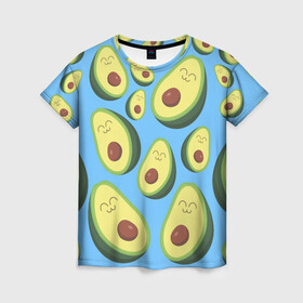 Женская футболка 3D с принтом Авокадо паттерн в Белгороде, 100% полиэфир ( синтетическое хлопкоподобное полотно) | прямой крой, круглый вырез горловины, длина до линии бедер | avocado | vegan | vegetarian | авокадо | веган | вегетарианство