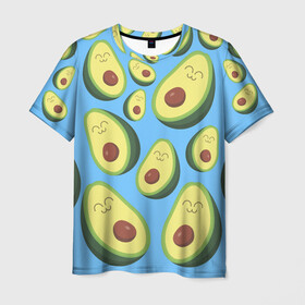 Мужская футболка 3D с принтом Авокадо паттерн в Белгороде, 100% полиэфир | прямой крой, круглый вырез горловины, длина до линии бедер | avocado | vegan | vegetarian | авокадо | веган | вегетарианство