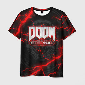 Мужская футболка 3D с принтом DOOM ETERNAL в Белгороде, 100% полиэфир | прямой крой, круглый вырез горловины, длина до линии бедер | doom | doom eternal | doom slayer | slayer | дум