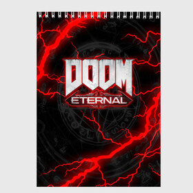 Скетчбук с принтом DOOM ETERNAL в Белгороде, 100% бумага
 | 48 листов, плотность листов — 100 г/м2, плотность картонной обложки — 250 г/м2. Листы скреплены сверху удобной пружинной спиралью | doom | doom eternal | doom slayer | slayer | дум