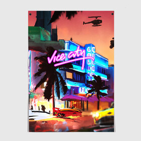 Постер с принтом GTA: VICE CITY в Белгороде, 100% бумага
 | бумага, плотность 150 мг. Матовая, но за счет высокого коэффициента гладкости имеет небольшой блеск и дает на свету блики, но в отличии от глянцевой бумаги не покрыта лаком | grand theft auto 2 | grand theft auto 3 | grand theft auto v | grand theft auto: san andreas | grand theft auto: vice city | gta 5 | gta online | gta v | город | игры