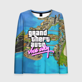 Женский лонгслив 3D с принтом GRAND THEFT AUTO:VICE CITY в Белгороде, 100% полиэстер | длинные рукава, круглый вырез горловины, полуприлегающий силуэт | grand theft auto 2 | grand theft auto 3 | grand theft auto v | grand theft auto: san andreas | grand theft auto: vice city | gta 5 | gta online | gta v | город | игры