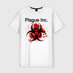 Мужская футболка хлопок Slim с принтом Plague Inc в Белгороде, 92% хлопок, 8% лайкра | приталенный силуэт, круглый вырез ворота, длина до линии бедра, короткий рукав | inc | ndemic creations | plague | plague inc | биологический симулятор | игра | чума | чума инкорпорейтед