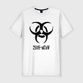 Мужская футболка хлопок Slim с принтом 2019-nCoV в Белгороде, 92% хлопок, 8% лайкра | приталенный силуэт, круглый вырез ворота, длина до линии бедра, короткий рукав | 2019 ncov | биологическая угроза | вирус | китай | китайский грипп | коронавирус | опасность | пандемия | ухань | эпидемия