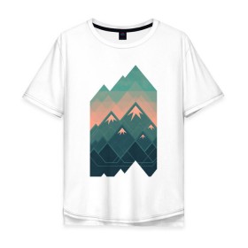 Мужская футболка хлопок Oversize с принтом Геометрические горы в Белгороде, 100% хлопок | свободный крой, круглый ворот, “спинка” длиннее передней части | геометрические горы | геометрия | горы | пейзаж | природа
