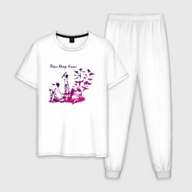 Мужская пижама хлопок с принтом Three Days Grace в Белгороде, 100% хлопок | брюки и футболка прямого кроя, без карманов, на брюках мягкая резинка на поясе и по низу штанин
 | Тематика изображения на принте: three days grace