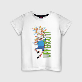 Детская футболка хлопок с принтом UPPERCUT! в Белгороде, 100% хлопок | круглый вырез горловины, полуприлегающий силуэт, длина до линии бедер | adventure time | finn the human | jake the dog | vdzajul | джейк | лич | марселин | ооо | рикардио | снежный король | финн | финн парнишка