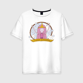 Женская футболка хлопок Oversize с принтом Candy kingdom в Белгороде, 100% хлопок | свободный крой, круглый ворот, спущенный рукав, длина до линии бедер
 | adventure time | finn the human | jake the dog | vdzajul | джейк | лич | марселин | ооо | рикардио | снежный король | финн | финн парнишка