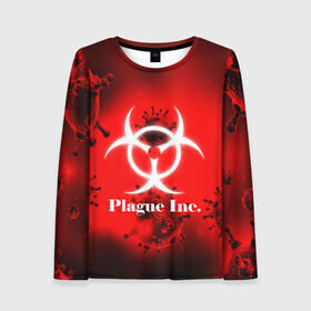 Женский лонгслив 3D с принтом PLAGUE INC. в Белгороде, 100% полиэстер | длинные рукава, круглый вырез горловины, полуприлегающий силуэт | molecule | plague inc | абстракция | бактерии | вирус | клетки | медицина | микробы | молекулы | наука | нейрон | нейроны | планета | текстура | текстуры | формула