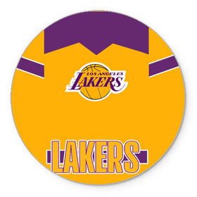 Коврик для мышки круглый с принтом Los Angeles Lakers  в Белгороде, резина и полиэстер | круглая форма, изображение наносится на всю лицевую часть | angeles | bryant | kobe | lakers | los | баскетбольный | клуб