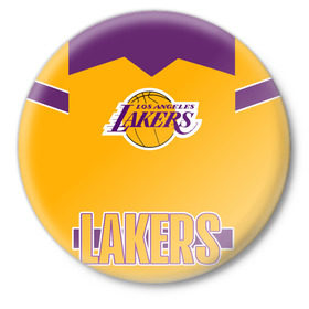 Значок с принтом Los Angeles Lakers  в Белгороде,  металл | круглая форма, металлическая застежка в виде булавки | Тематика изображения на принте: angeles | bryant | kobe | lakers | los | баскетбольный | клуб