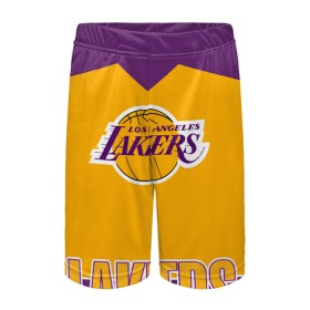 Детские спортивные шорты 3D с принтом Los Angeles Lakers в Белгороде,  100% полиэстер
 | пояс оформлен широкой мягкой резинкой, ткань тянется
 | angeles | bryant | kobe | lakers | los | баскетбольный | клуб