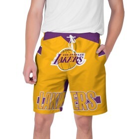 Мужские шорты 3D с принтом Los Angeles Lakers в Белгороде,  полиэстер 100% | прямой крой, два кармана без застежек по бокам. Мягкая трикотажная резинка на поясе, внутри которой широкие завязки. Длина чуть выше колен | Тематика изображения на принте: angeles | bryant | kobe | lakers | los | баскетбольный | клуб