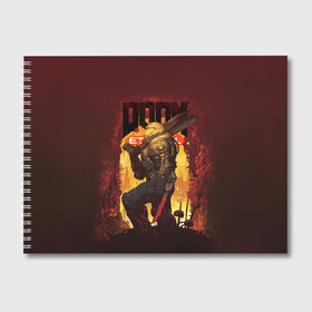 Альбом для рисования с принтом Doom Eternal в Белгороде, 100% бумага
 | матовая бумага, плотность 200 мг. | doom | doom 2016 | doom 2020 | doom eternal | doomguy | дум | дум 2020 | дум вечен | дум етернал | дум этернал | думгай