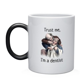 Кружка хамелеон с принтом Trust me, Im a dentist в Белгороде, керамика | меняет цвет при нагревании, емкость 330 мл | trust me | бутылка | верь мне | винтаж | дантист | день зубного врача | день стоматолога | зуб | зубная фея | зубной врач | зубному | зубному врачу | кепка | кружка | лечение зу | ортодонту | пародонтологу