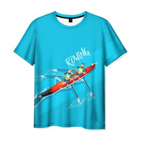 Мужская футболка 3D с принтом Rowers в Белгороде, 100% полиэфир | прямой крой, круглый вырез горловины, длина до линии бедер | rowing | sport | байдарки | гребец | гребцы | лодки | лодочный спорт | спорт | спортсмен | спортсмены