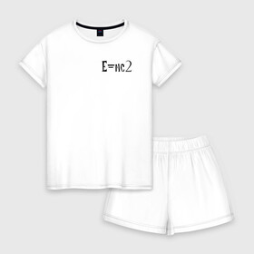 Женская пижама с шортиками хлопок с принтом Е=mc2 в Белгороде, 100% хлопок | футболка прямого кроя, шорты свободные с широкой мягкой резинкой | еmc2 | наука | развитие | ум | физика